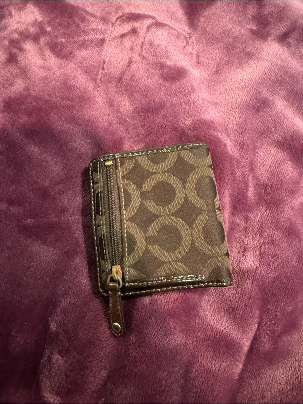 Coach Brown and Gold Signature Compact Wallet - Picture 4 of 4